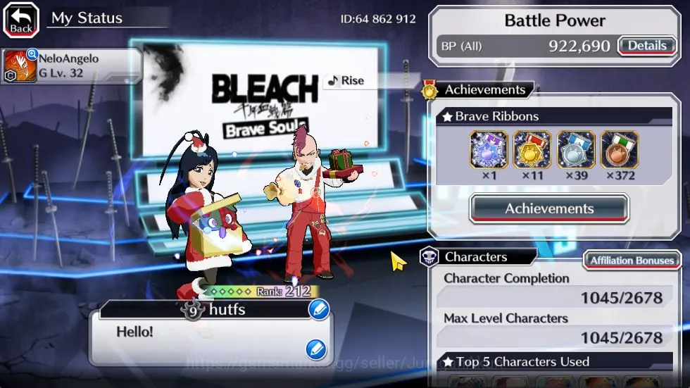 Bleach: Brave Souls Accounts Mid-Tier GBL|50K Orbs+Senkaimon Quest|10th Anniv(Ichigo,Rukia),Santa 2