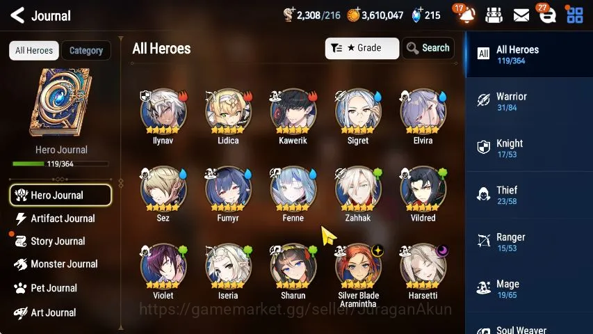 Epic Seven Accounts Starter Global Unverif|Fresh Starter|2 ML(Silver Blade Aramitha,Har setti)+Lidica,Elvira,fumyr,etc|POH 2