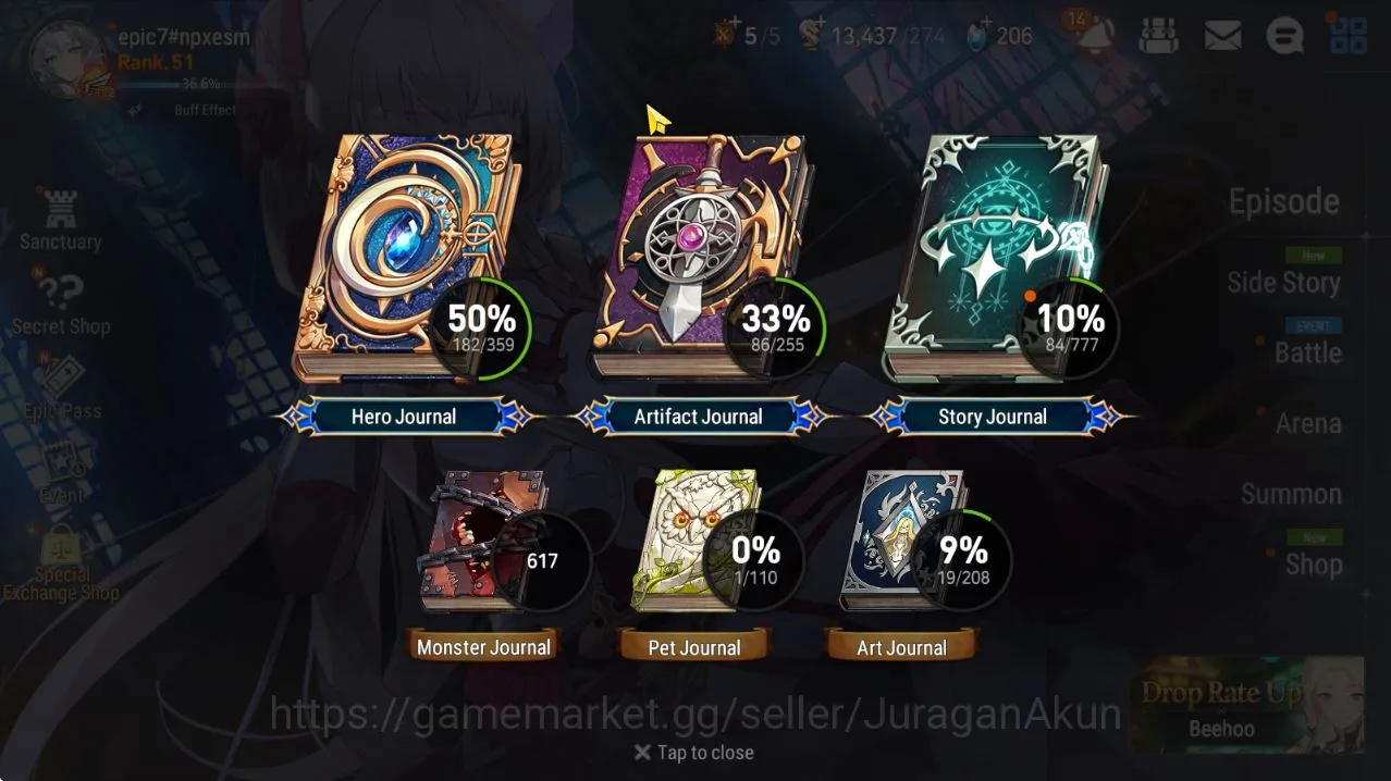 Epic Seven Accounts Mid-Tier Asia verif|16 ML [DB Senya,Empreyan ilynav,DK Sharun,etc]4 limited Bellona,Charles,MG 3