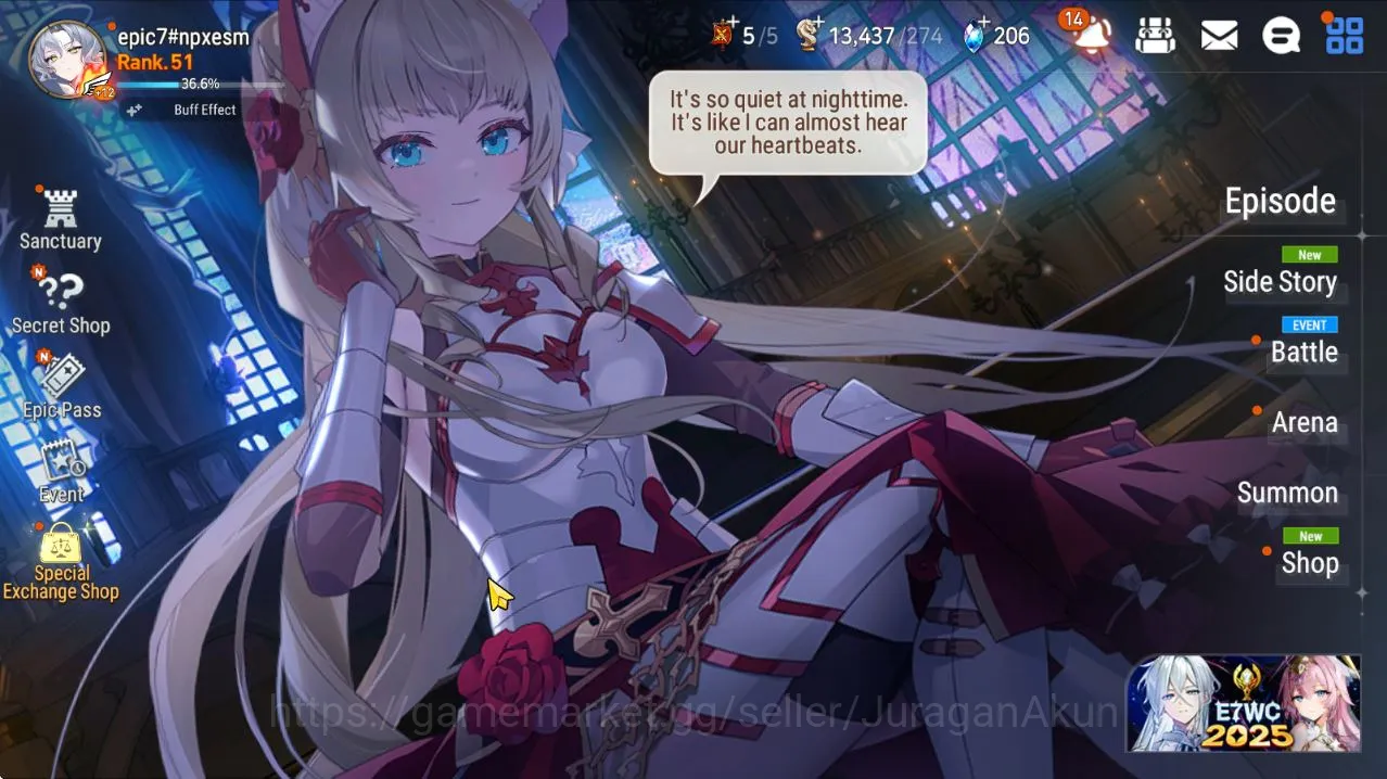 Epic Seven Accounts Mid-Tier Asia verif|16 ML [DB Senya,Empreyan ilynav,DK Sharun,etc]4 limited Bellona,Charles,MG 5
