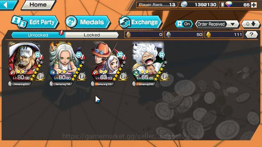 One Piece Bounty Rush Accounts Mid-Tier Global | 4 META EX | Sakazuki,S-Snake,Ace & Yamato,Gear Five Monkey D Luffy | Rank 3