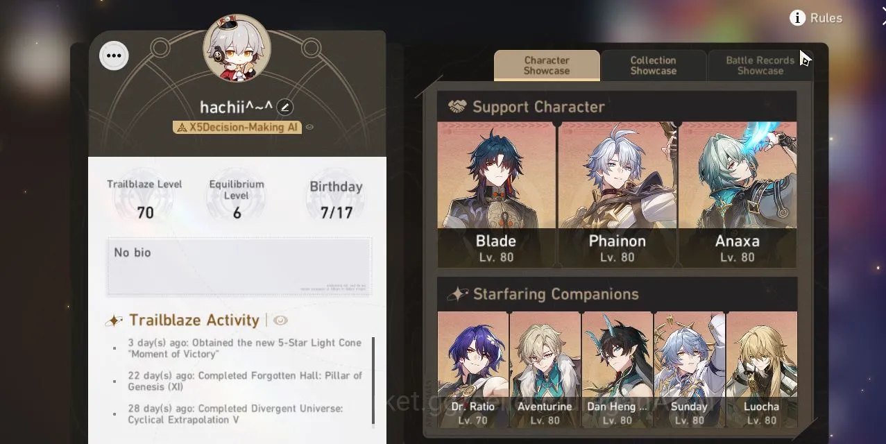 Honkai Star Rail Accounts End Game ASIA|Free Genshin|TL 70|17 3