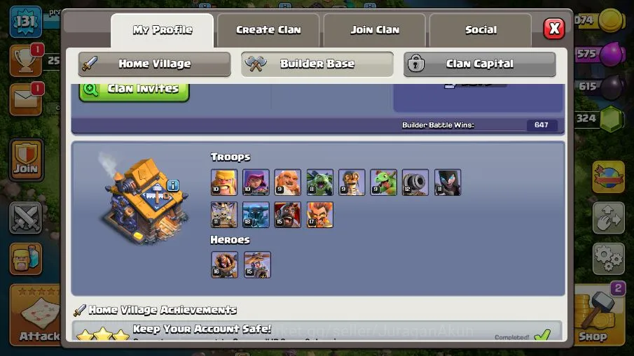 Clash of Clans Accounts Builder Base TH 14 - BH 10|LV 131|TROPHY 2525|HH 7|BK 46,AQ 56,GW 21,MP 41,RC 14|CN OFF|Protect OFF 4