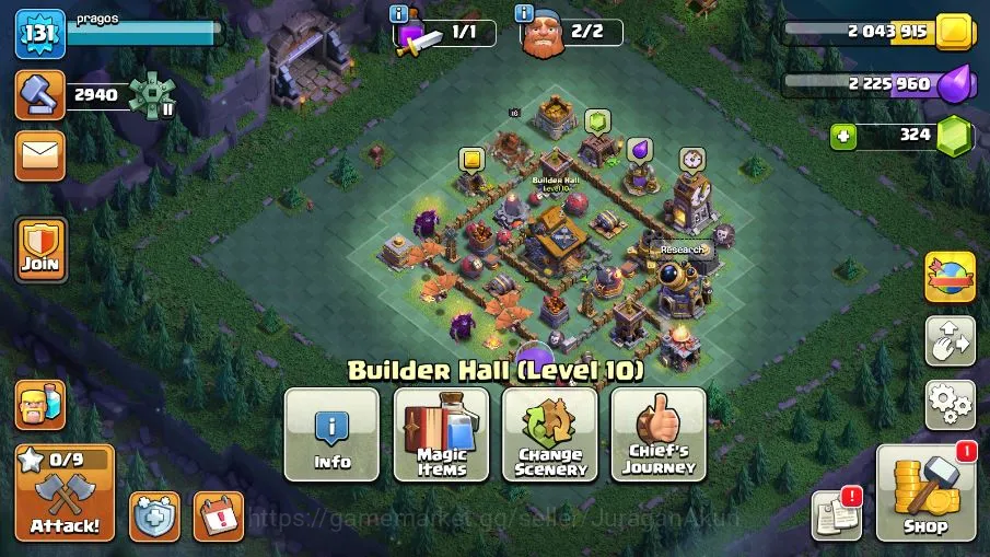 Clash of Clans Accounts Builder Base TH 14 - BH 10|LV 131|TROPHY 2525|HH 7|BK 46,AQ 56,GW 21,MP 41,RC 14|CN OFF|Protect OFF 5
