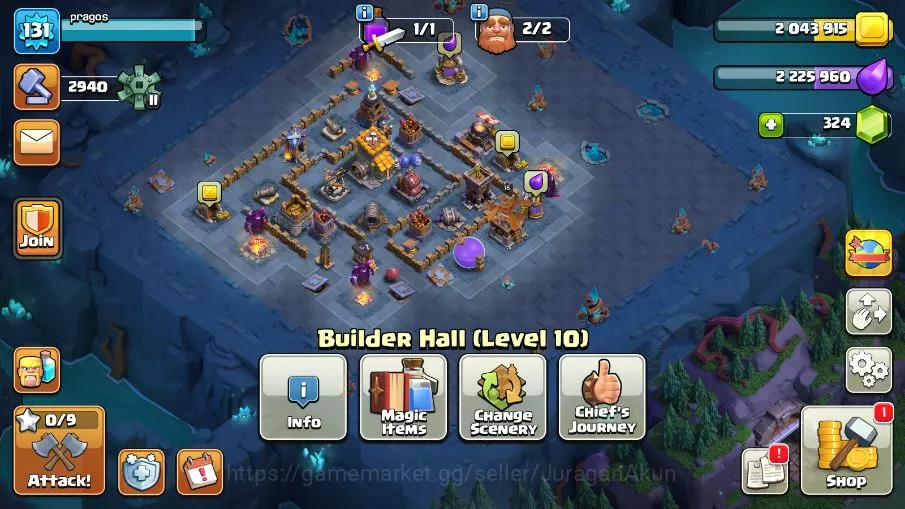 Clash of Clans Accounts Builder Base TH 14 - BH 10|LV 131|TROPHY 2525|HH 7|BK 46,AQ 56,GW 21,MP 41,RC 14|CN OFF|Protect OFF 6