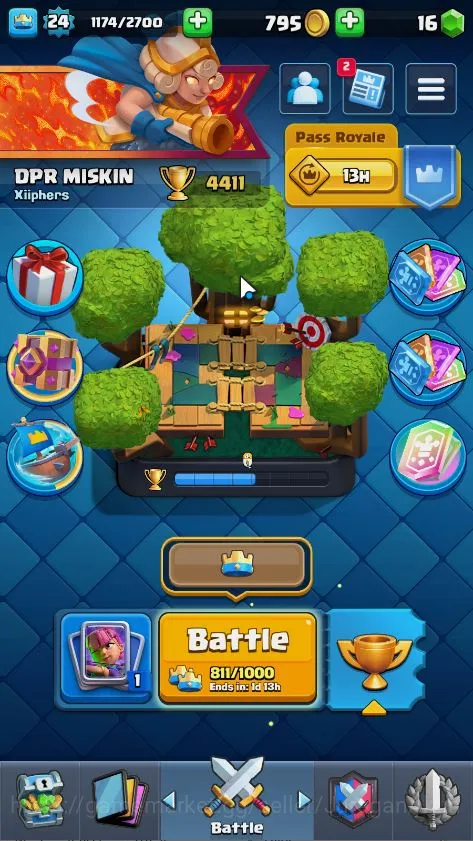 Clash Royale Midgame Lvl 24|Trophy 4411|KTL 9|Limited Skin|Card 79|3 Ev image 1