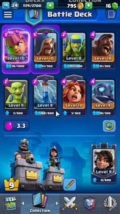 Clash Royale Accounts Midgame Lvl 24|Trophy 4411|KTL 9|Limited Skin|Card 79|3 Evo,3 Legend,22 Epic,26 Rare,29 4