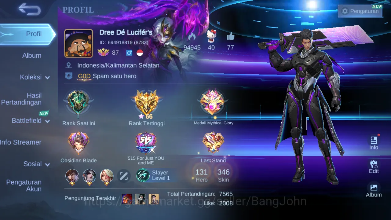 Hero 131 | Skin 346 | Legend Alucard | Aspirants Lesley | Luckybox Martis | Luckybox Zilong | Luckybox Fanny | Annual Hayabusa ~ ML059B Mobile Legends: Bang Bang Others Hero 131 | Skin 346 | Legend Alucard | Aspirants L image 1