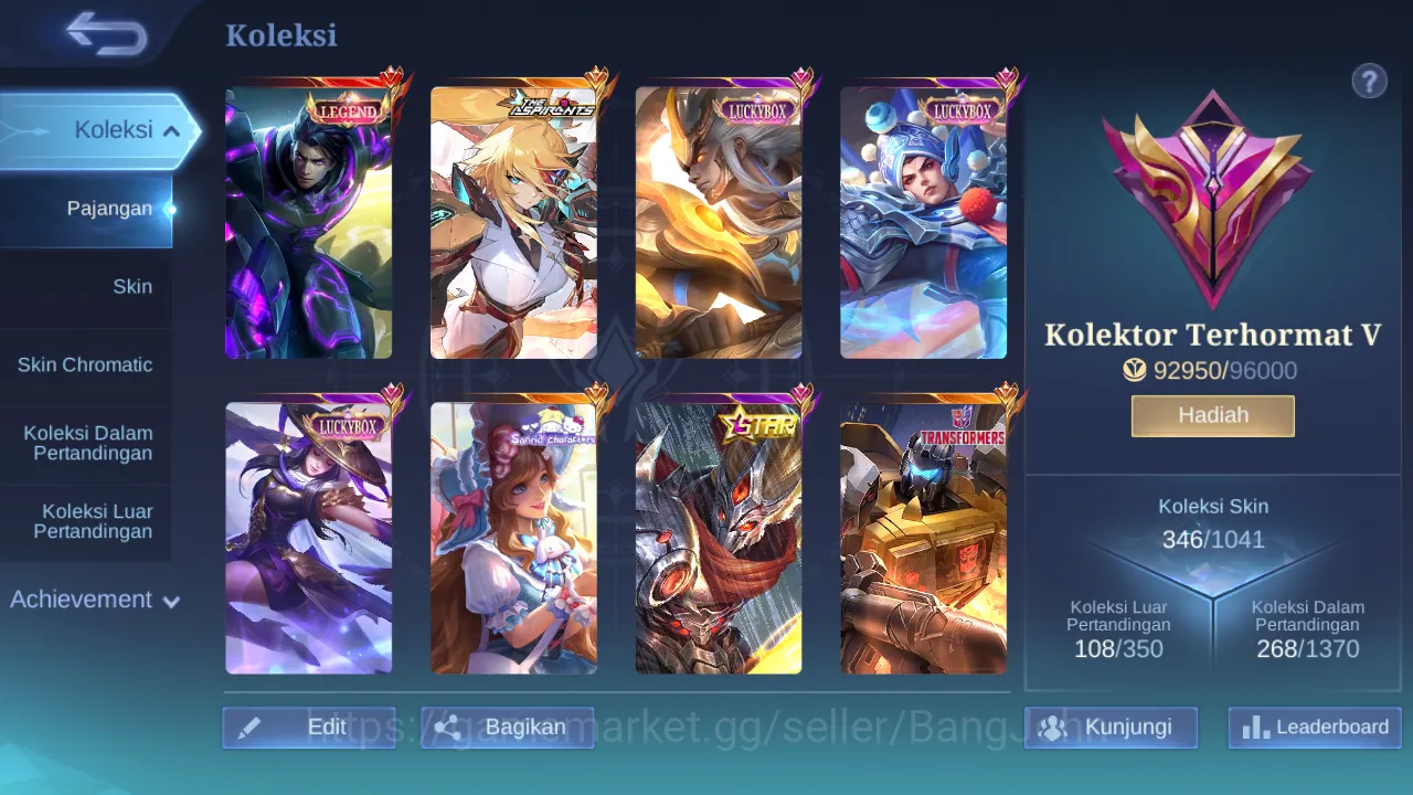 Mobile Legends: Bang Bang Accounts Others Hero 131 | Skin 346 | Legend Alucard | Aspirants Lesley | Luckybox Martis 10