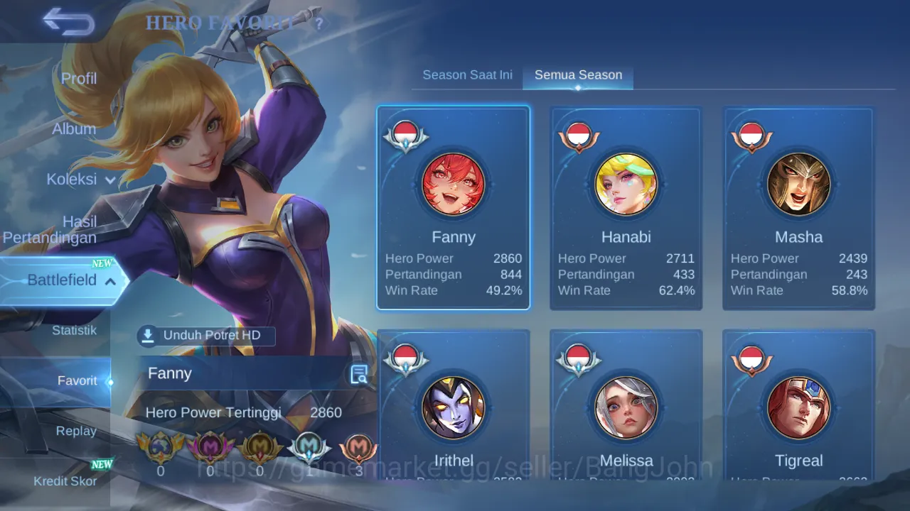Mobile Legends: Bang Bang Accounts Others Hero 131 | Skin 346 | Legend Alucard | Aspirants Lesley | Luckybox Martis 9
