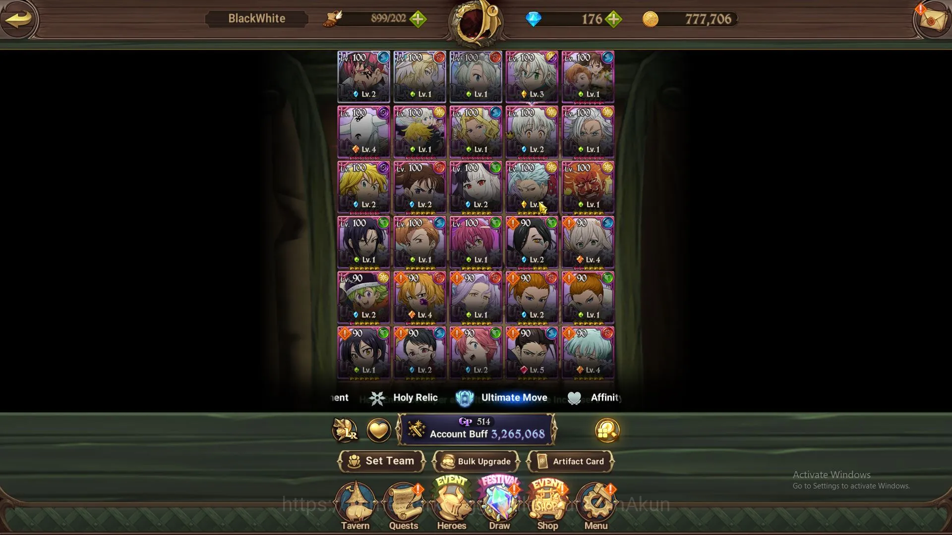 The Seven Deadly Sins: Grand Cross Accounts Midgame Global|3,2 M CC|3 LR + 7 UR + 176 2