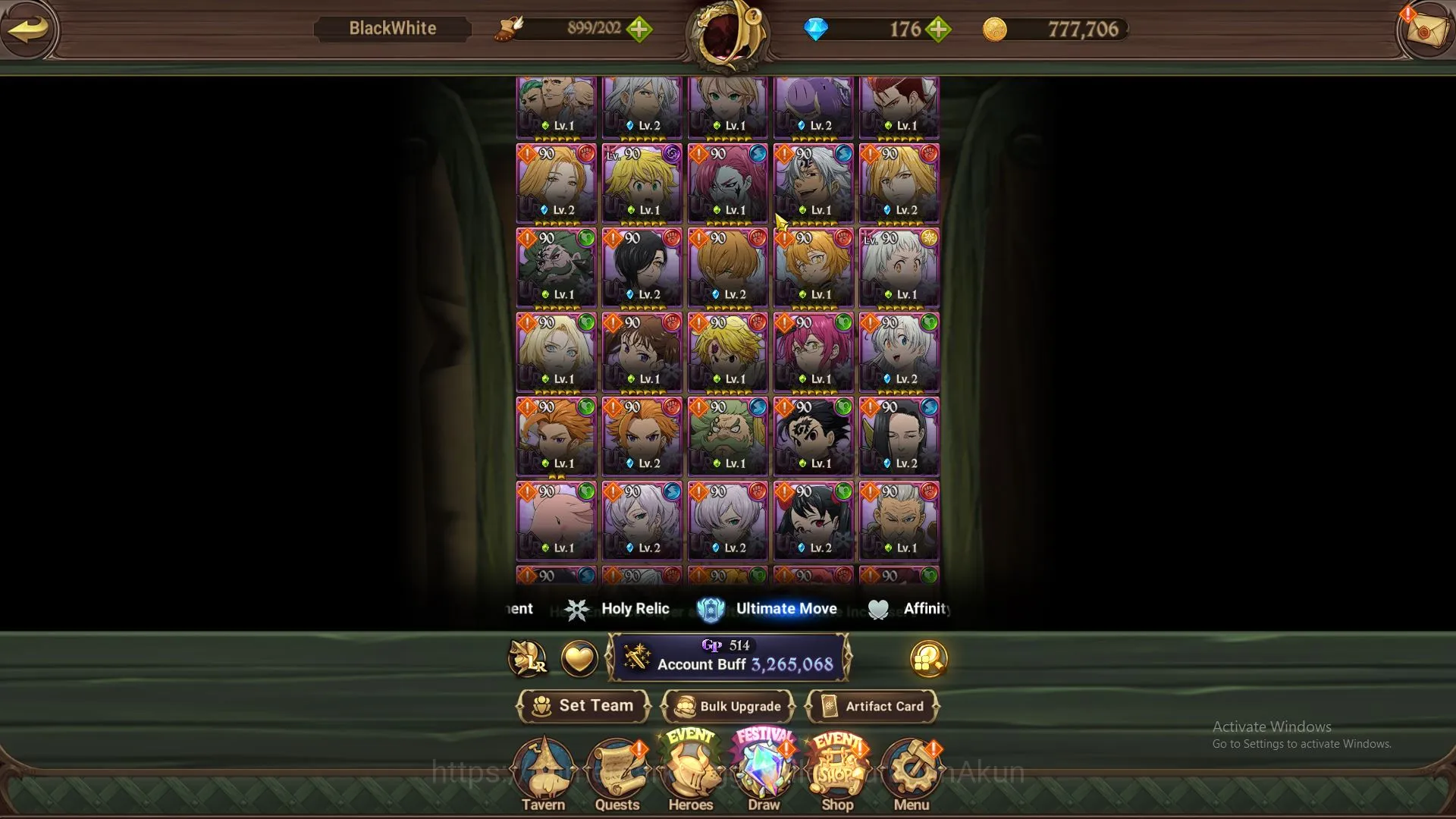 The Seven Deadly Sins: Grand Cross Accounts Midgame Global|3,2 M CC|3 LR + 7 UR + 176 3