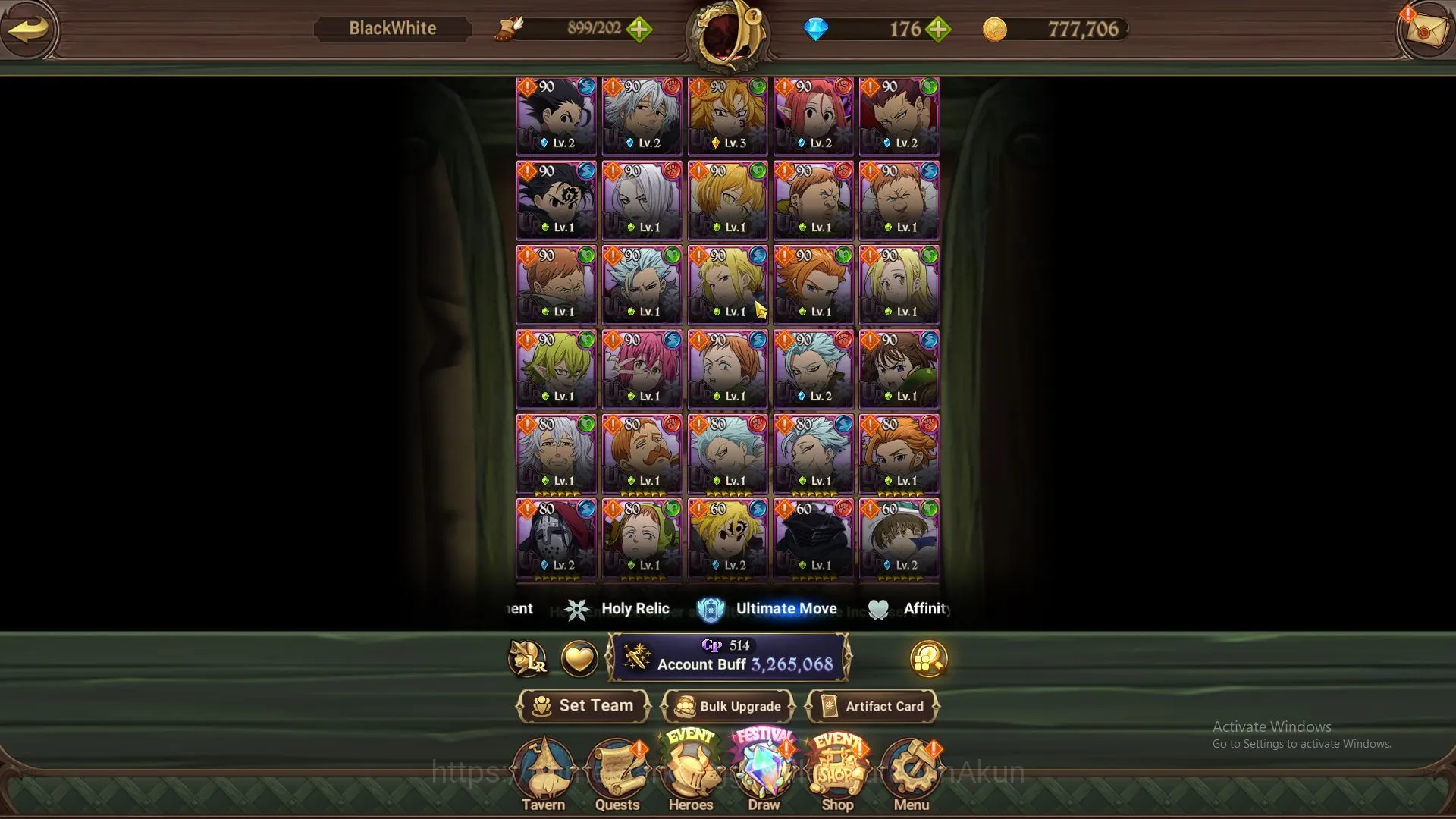 The Seven Deadly Sins: Grand Cross Accounts Midgame Global|3,2 M CC|3 LR + 7 UR + 176 4