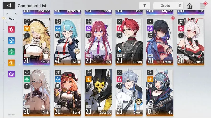 Chaos Zero Nightmare Accounts GLOBAL|Lv 40| 7 SSR(Orlea M1,Khalipe,Haru,Kayron,Renoa,Rin,Veronica)+ 10SR + 22SR Partner|Cry 4