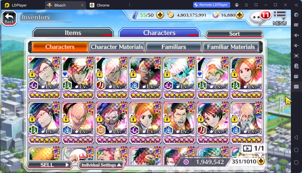 Bleach: Brave Souls Accounts High-End GLOBAL 16K Orb|2 MT(Renji TYBW25,Gremmy 9th) + 13 Char 5/5(Trio TYBW25, Gremmy 9th