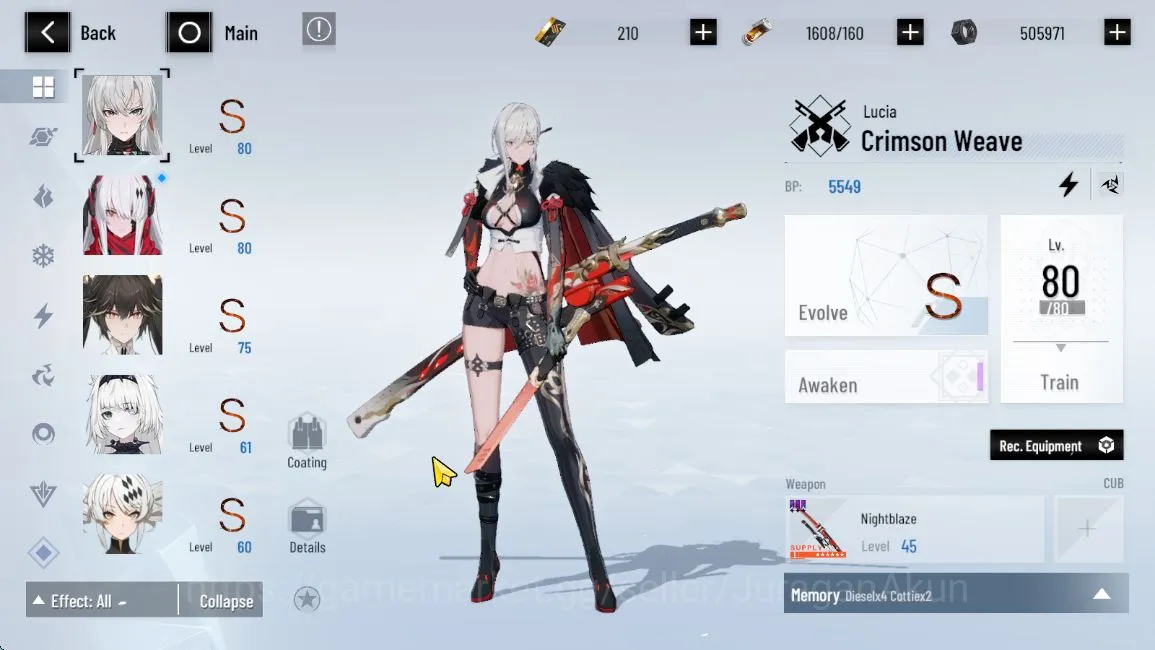 Punishing: Gray Raven Accounts Starter ASIA | Lucia CW+Sign, Lucia Pyroath, Feral | Selecter Weap ON | Chapter 3 |Log 3