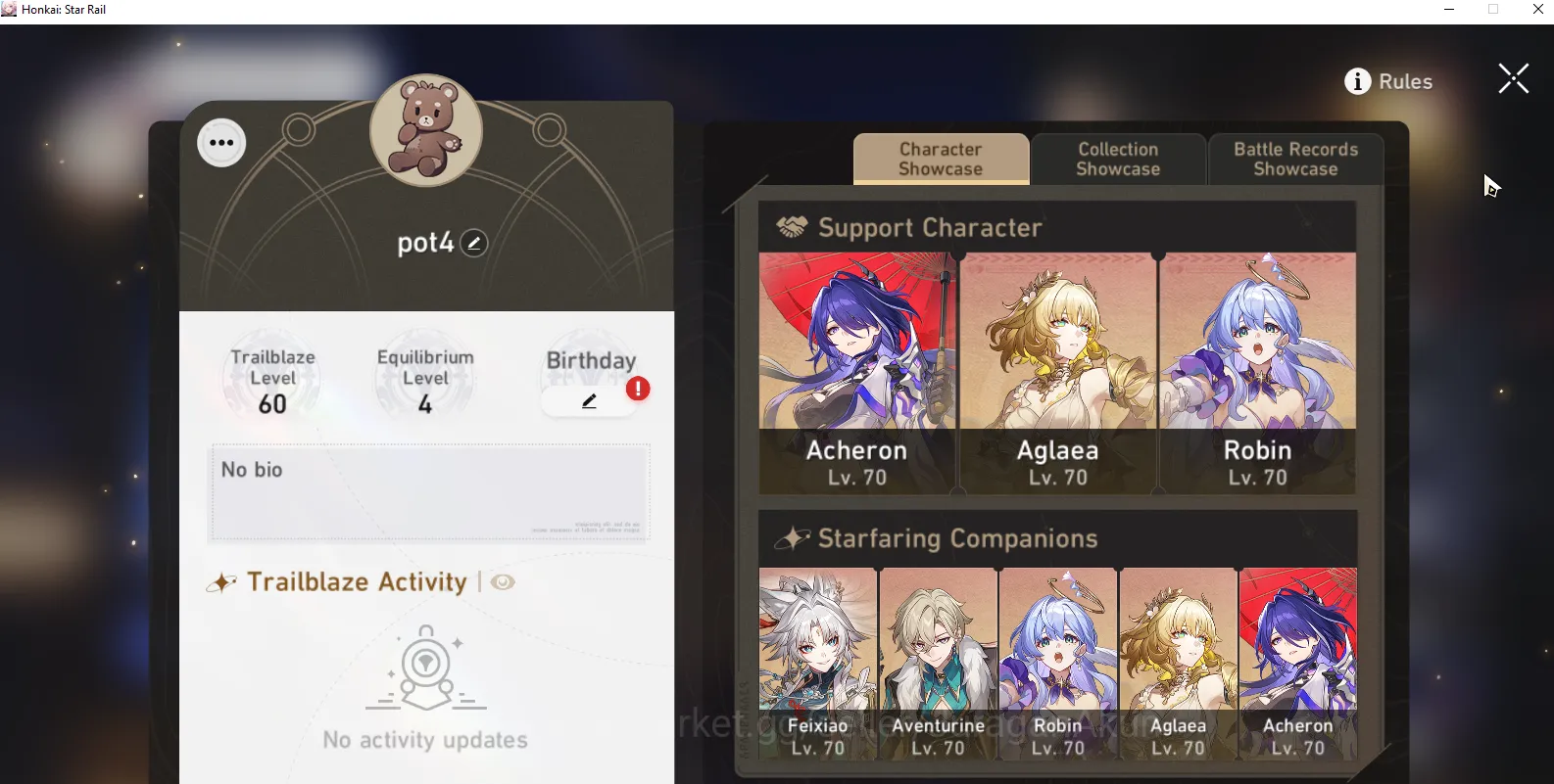 Honkai Star Rail Accounts Mid Game Asia [TL60] FUA Team (Feixiao+Sign,Robin,Aventurine | Aglaea,AcheE1) and etc |Take 2