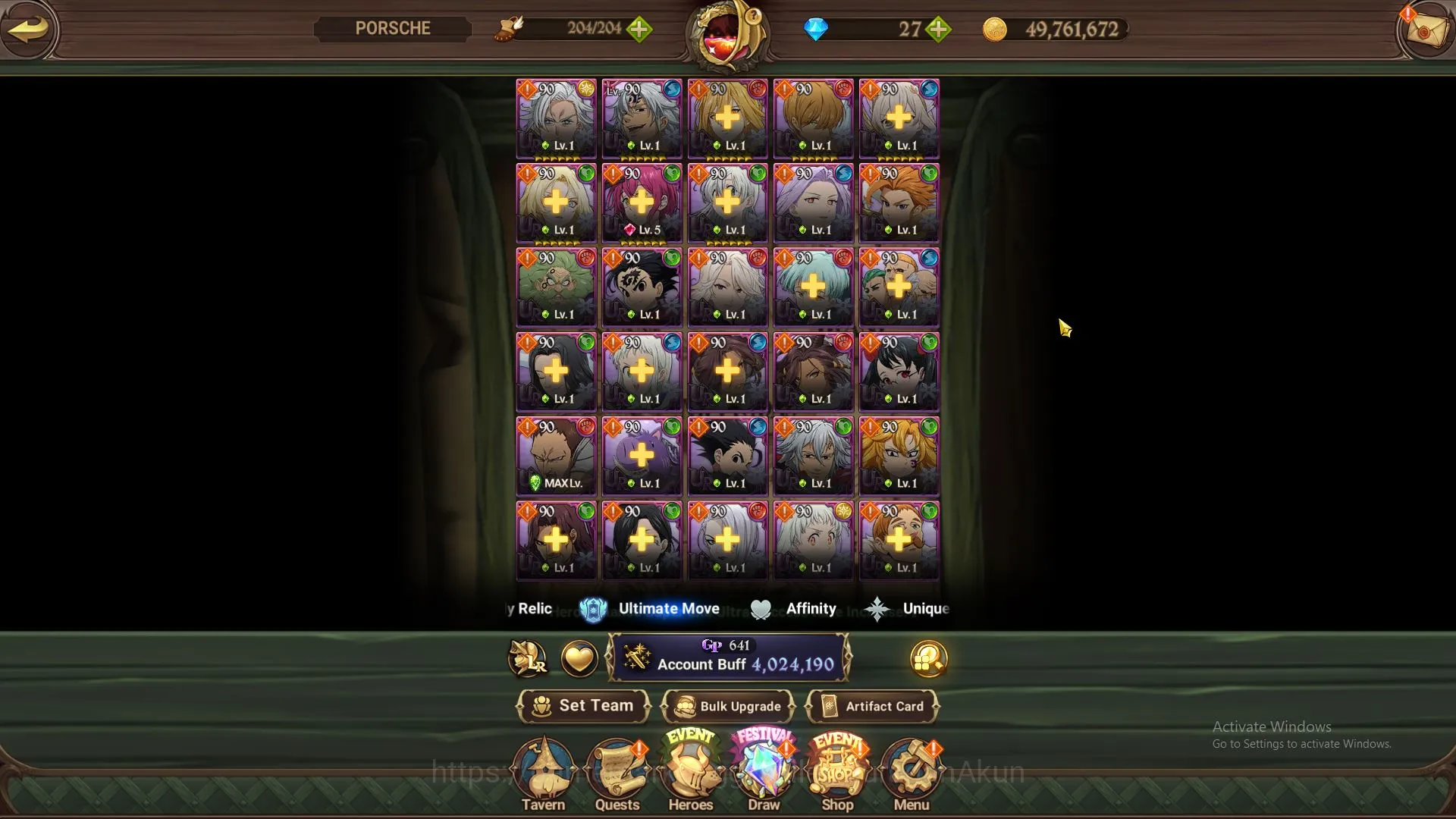 The Seven Deadly Sins: Grand Cross Accounts Midgame ASIA|4M CC|10 UR + Many 3