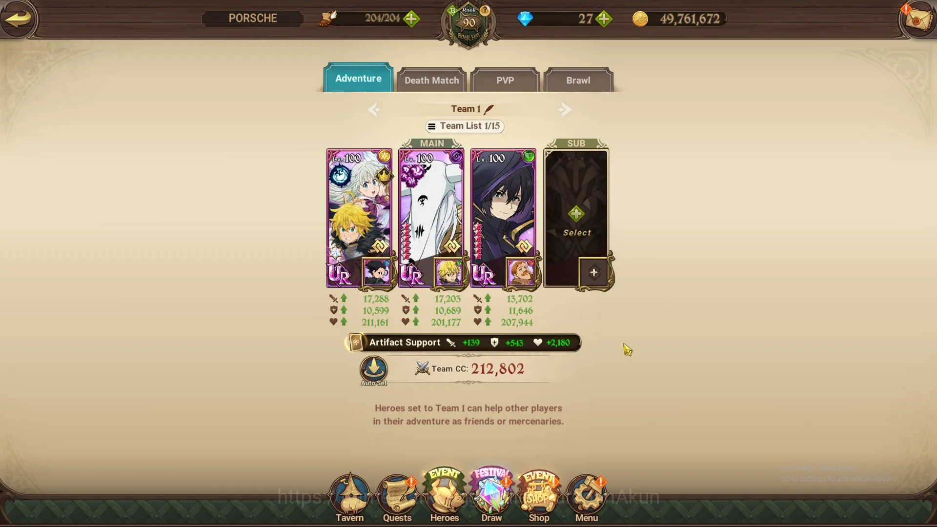 The Seven Deadly Sins: Grand Cross Accounts Midgame ASIA|4M CC|10 UR + Many 5