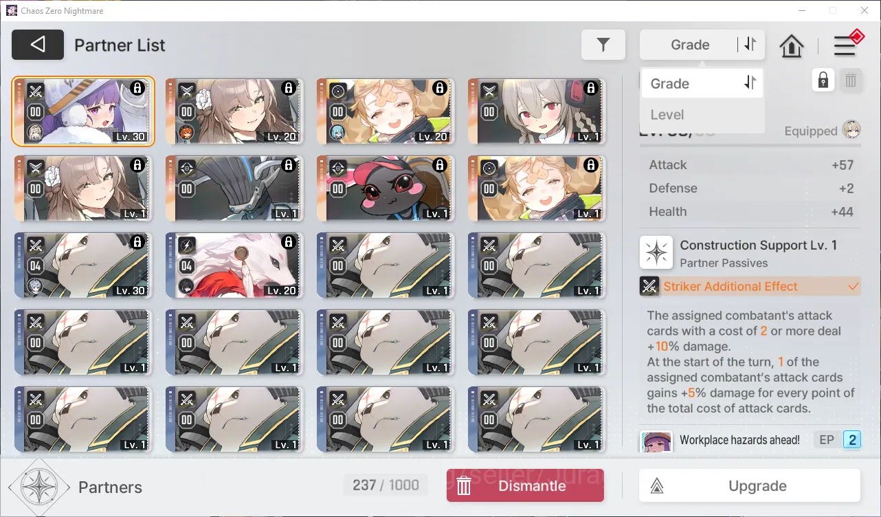 Chaos Zero Nightmare Accounts GLOBAL Lv23| 2 SSR (HugoM1, Haru) + 9 SR (BerylM5,MikaM3,SelenaM1,etc) + 8 SR Partners |Log 2