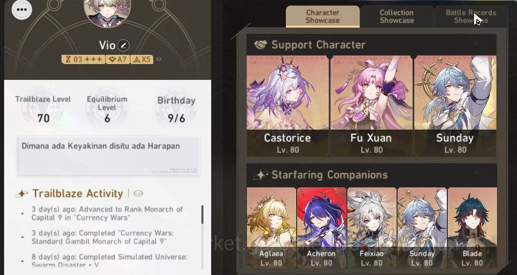 Honkai Star Rail Accounts End Game ASIA|TL 70|20 Limited|Castorice+Sign,FireflyE1+Sign,Feixiao+Sign,CyreneE1,Etc|MC 2