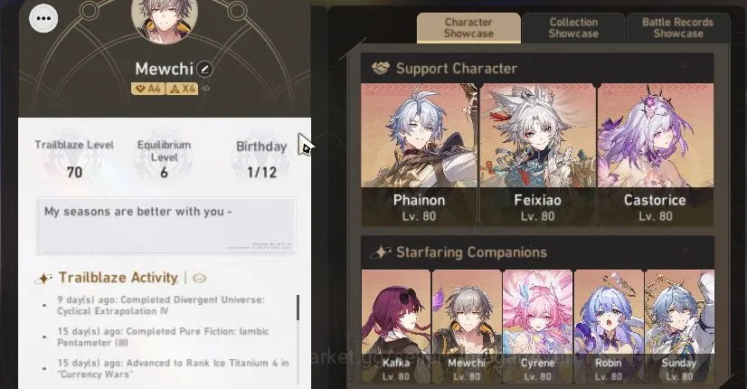 Honkai Star Rail Mid Game Asia|TL 70|16 Limited |Cyrene+Sign,Phainon+Sign,Su image 1