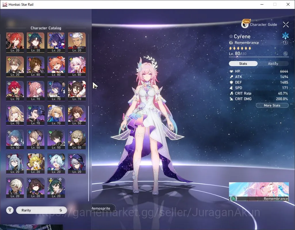 Honkai Star Rail Accounts Mid Game Asia|TL 70|16 Limited |Cyrene+Sign,Phainon+Sign,Sunday+Sign,Castorice,Saber,ETC|MC 4