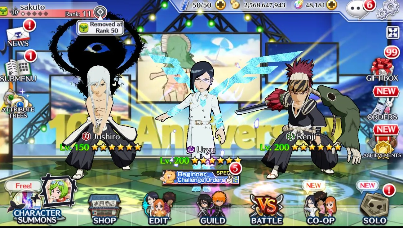 Bleach: Brave Souls Accounts Mid-Tier [GLOBAL] 48K Orbs | Rukia 10th Anniv, Aizen Fierce, Uryu+Renji+Jushiro TYBW25 etc 3