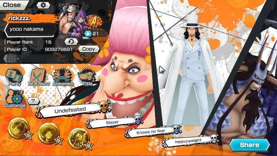 One Piece Bounty Rush Accounts Global|5 META EX|Awaken RobLucci ,Okuchi Yamato ,K image 3