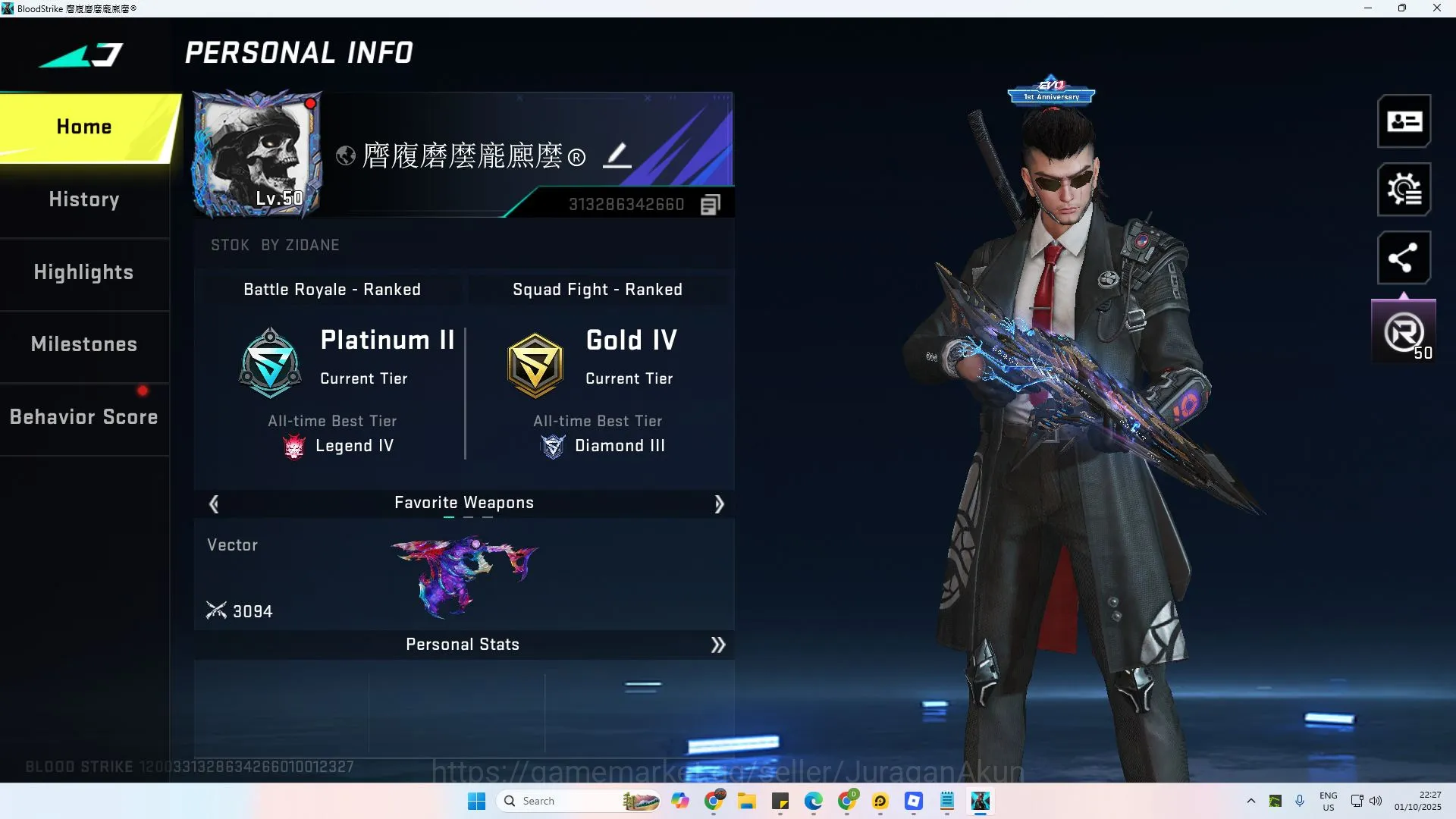 Blood Strike Accounts Rare Skin ASIA| 1 EVO SCAR Stellar 8 Eternal ETHAN (ClayMore,M4A1,MP5,Vector,KAG6,AUG,Kar98k) 24 2