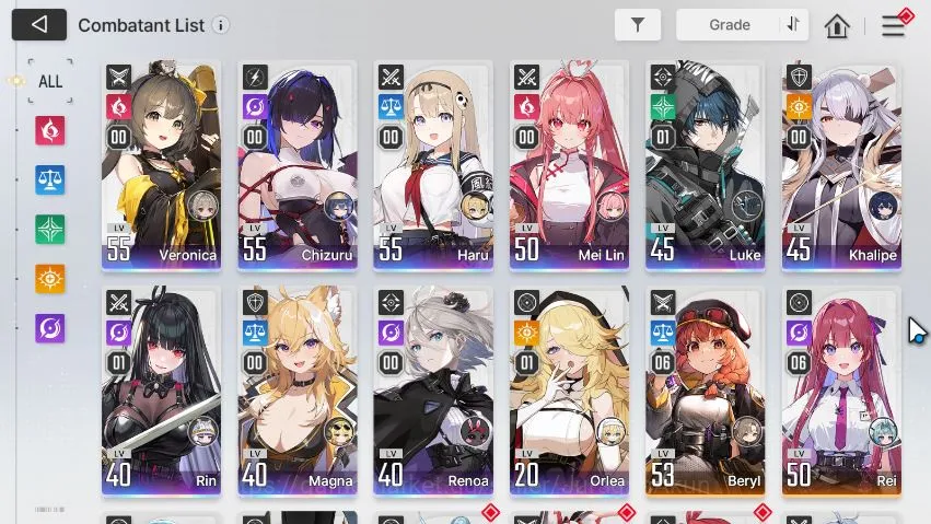 Chaos Zero Nightmare Accounts GLOBAL Lv50|10 SSR [chizuru,haru]+sign,RinM1,OrleaM1,LukeM1,Veronica,etc|11 SR+15 SR Part|1,9K 5
