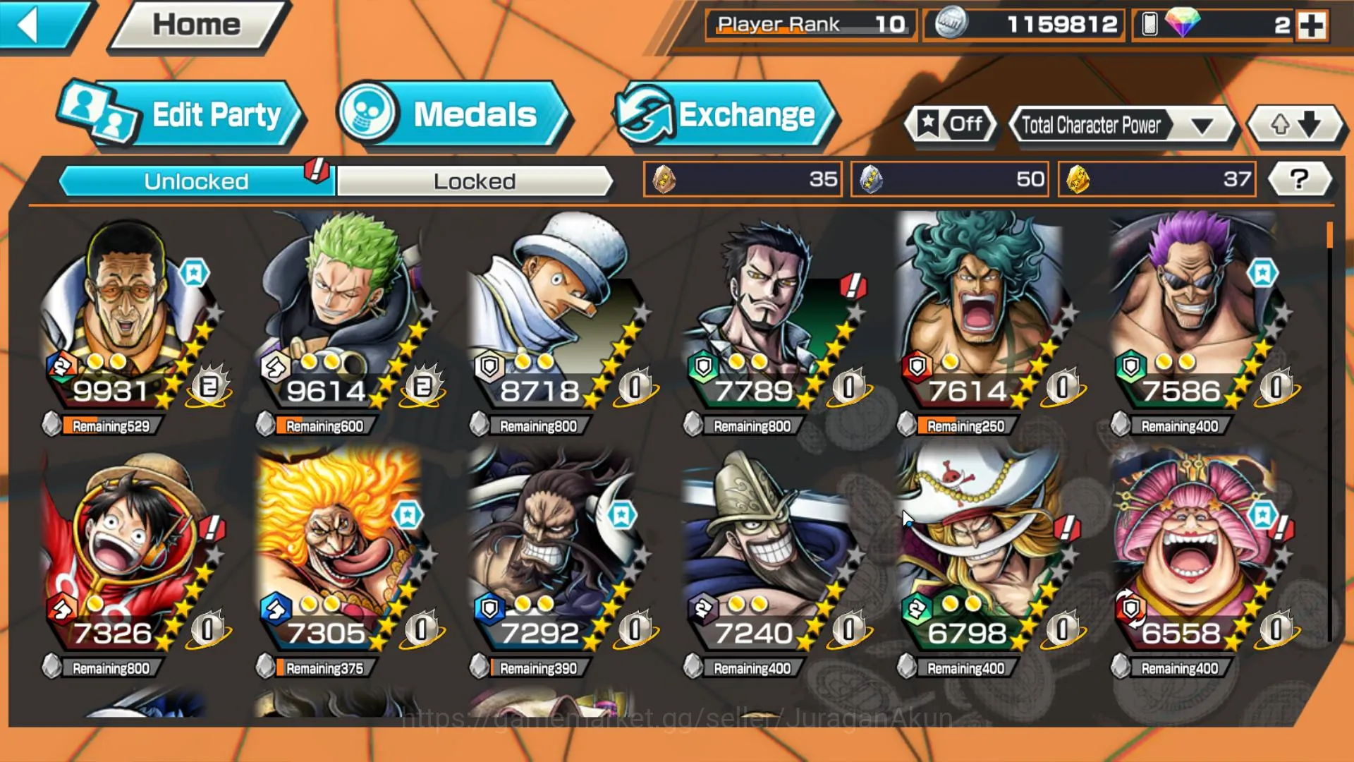 One Piece Bounty Rush Accounts Mid-Tier Global| 5 Meta Extreme (Kizaru,Zepyr,Bigmom Transform,Kaido,Bigmom Olin)|Rank 10|Log 4