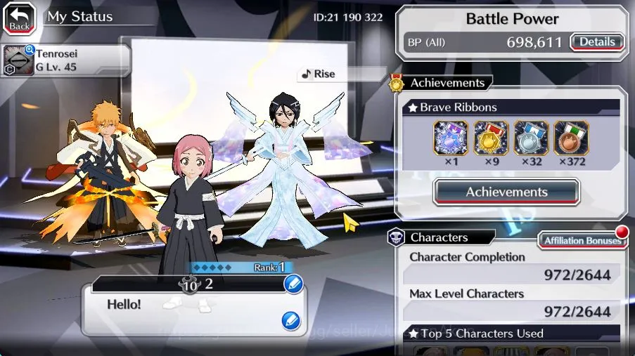 Bleach: Brave Souls Accounts GLOBAL 42K Orb|10Th Anniv(Ichigo,Rukia),TYBW25(Yac image 5