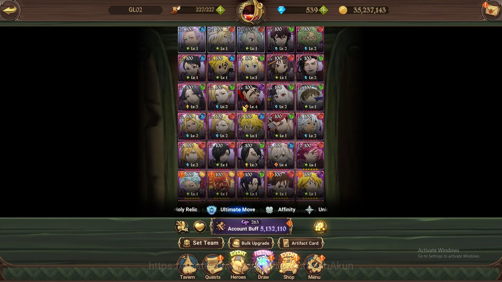 The Seven Deadly Sins: Grand Cross Accounts Endgame Global|5,1M CC|3 LR+9 UR+Collab Blassing+539 2