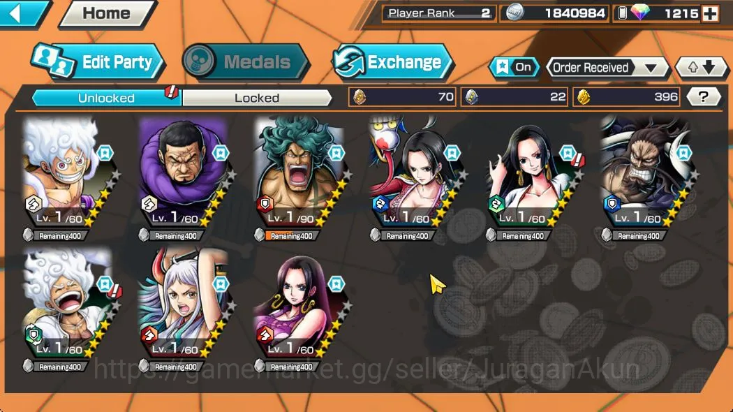 One Piece Bounty Rush Accounts Mid-Tier Global|4 META Extreme [GEAR FIVE Luffy,Four Emperors Luffy,The Strongest 4