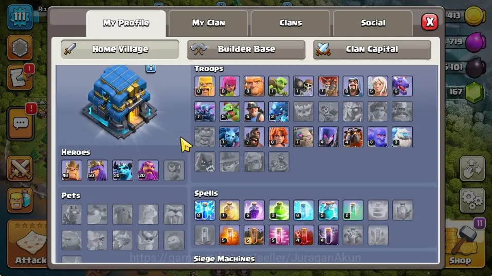 Clash of Clans Accounts Mid-Tier TH 12 - BH 7|LV 111|Limited Skin Hero|HH 5|BK 46,AQ 50,GW 20,MP 30,RC 0|Gems 181|CN 3