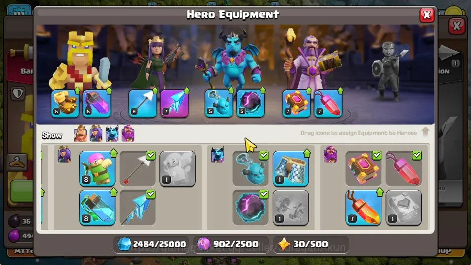 Clash of Clans Accounts Mid-Tier TH 12 - BH 7|LV 111|Limited Skin Hero|HH 5|BK 46,AQ 50,GW 20,MP 30,RC 0|Gems 181|CN 8