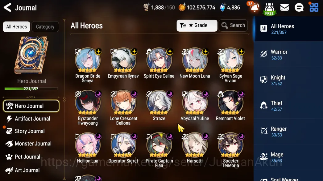 Epic Seven Accounts Mid-Tier ASIA Verif|16ML (NM Luna,Harsetti,Ilynav,Straze,DB Senya,SE Celine,Etc)+ AW 5