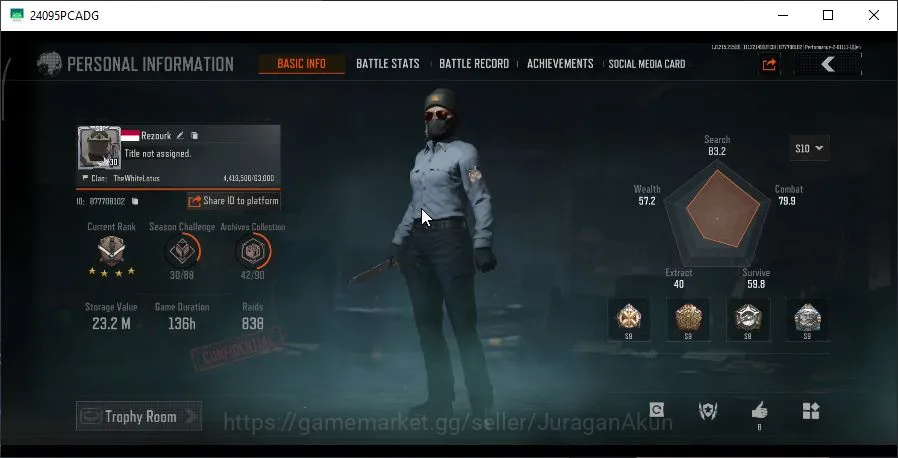 Arena Breakout Accounts Mid-Tier [MOBILE] Lvl 30 | SV 23,2M | CV 16,3M |M4A1,FAL,AKS-74U,AEK,Groza,T951,Etc|Gear Skin|CN 5