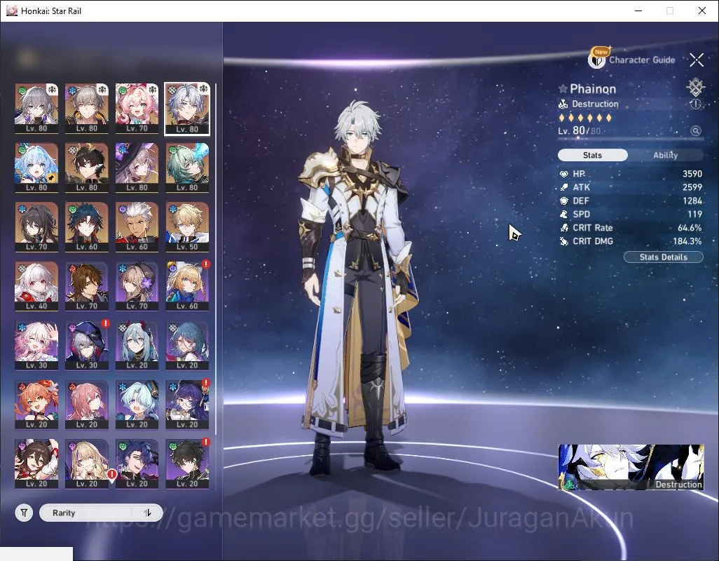 Honkai Star Rail Accounts Mid Game ASIA|TL 65| 8 Limit|[Phainon,The Herta,Archer]+Sign Anaxa,Cerydra,Dante,Hyacine,Etc|MC 2
