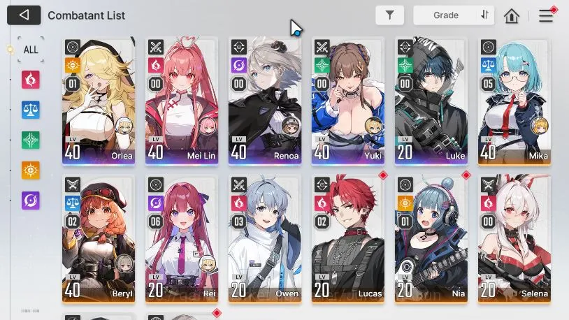 Chaos Zero Nightmare Accounts GLOBAL|Lv38|5 SSR(Orlea M1,Mei Lin,Renoa,Yuki,Luke)+ 10SR(Mika M5,Beryl M2,Rei M6,Etc) 18SR 2