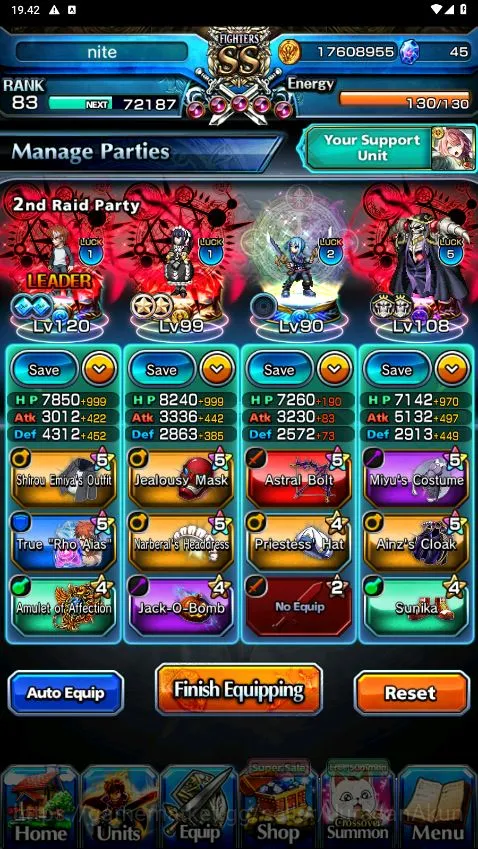 Grand Summoners Accounts Mid-Game Global|Rank 83|1 Sp art|9 2