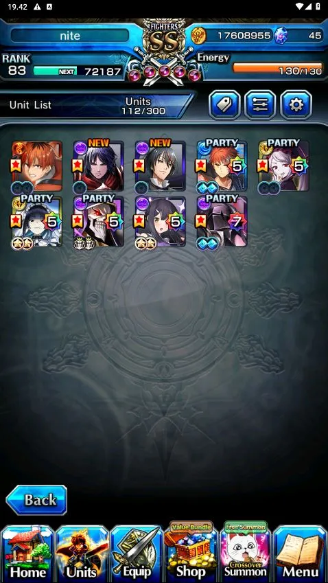 Grand Summoners Accounts Mid-Game Global|Rank 83|1 Sp art|9 3