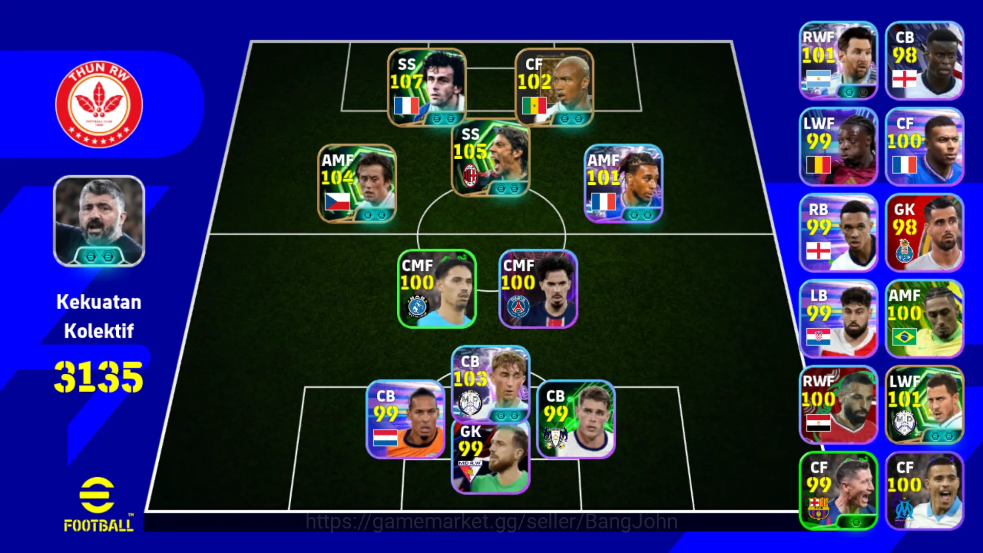 eFootball Others Power 3135 | Platini Epic db , Rui Costa Epic db , image 1