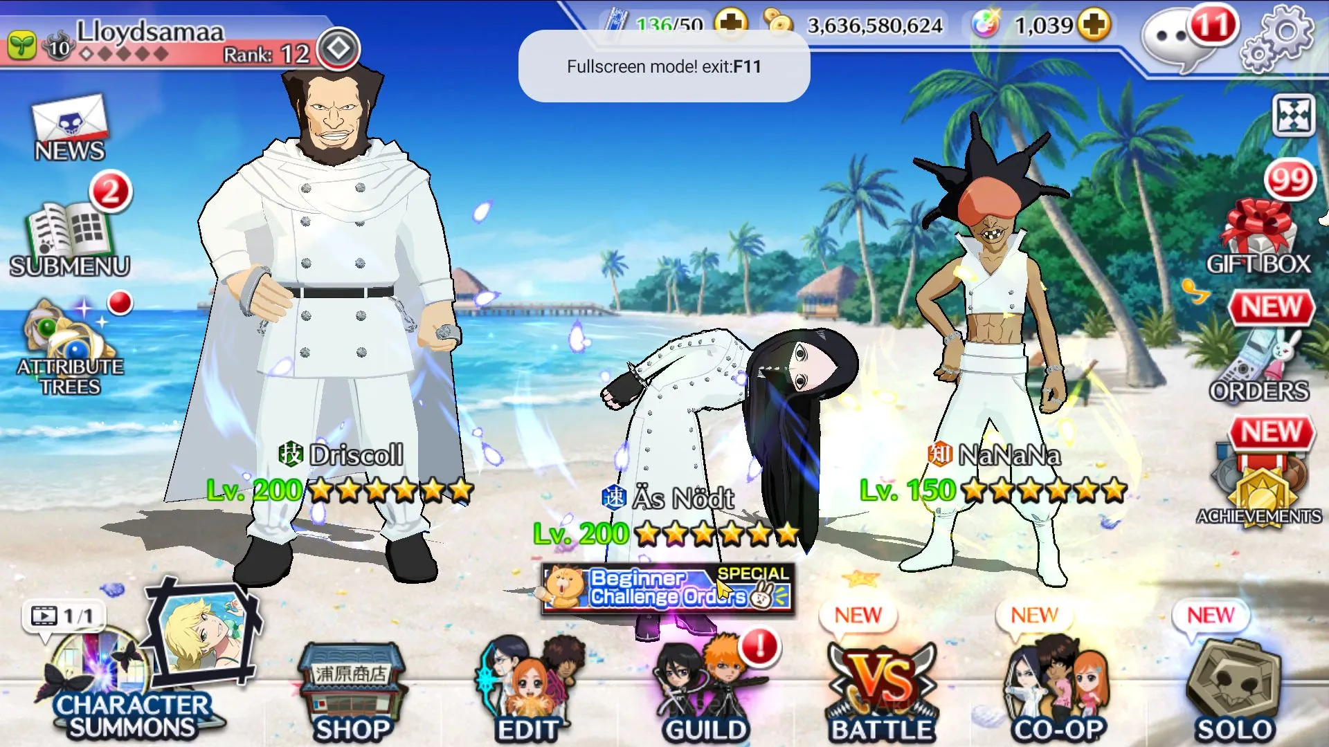 Bleach: Brave Souls Accounts Mid-Tier GBL Fresh Story1K Orb|15META Char5/5(TYBW25=As Nodt,Driscoll,Uryu,)(Colab 2