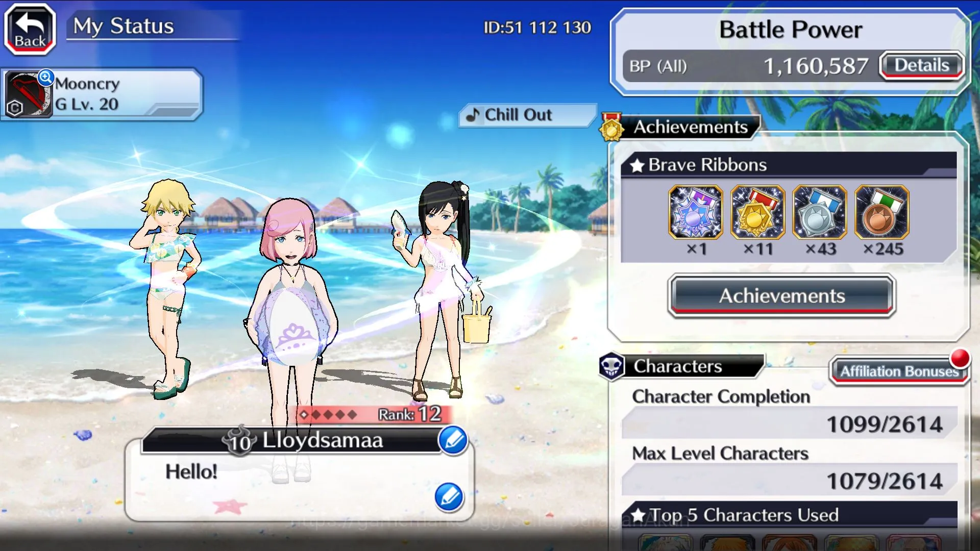Bleach: Brave Souls Accounts Mid-Tier GBL Fresh Story1K Orb|15META Char5/5(TYBW25=As Nodt,Driscoll,Uryu,)(Colab 5