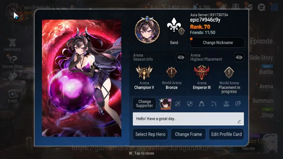 Epic Seven High-End Global|Trippel Sever|Verif|14 ML(BArunka,Zio,AVild image 1