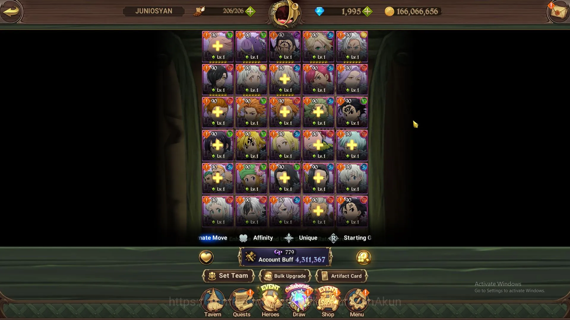 ASIA|4,3M CC|2LR + 4UR + Many Collabs + 1995 Gems(Ludociel,Elizabeth,KDiane,Mael,Thor,Arthur)|Code Only|(SDS2377) The Seven Deadly Sins: Grand Cross Accounts Midgame ASIA|4,3M CC|2LR + 4UR + Many Collabs + 1995