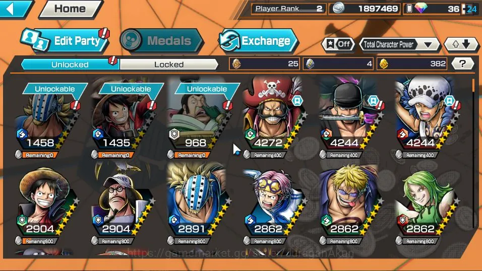 One Piece Bounty Rush Accounts Mid-Tier Global| 3 META EX | KoP GD Roger, Onigashima Zoro, Trafalgar Law | Rank 2 |Log 5