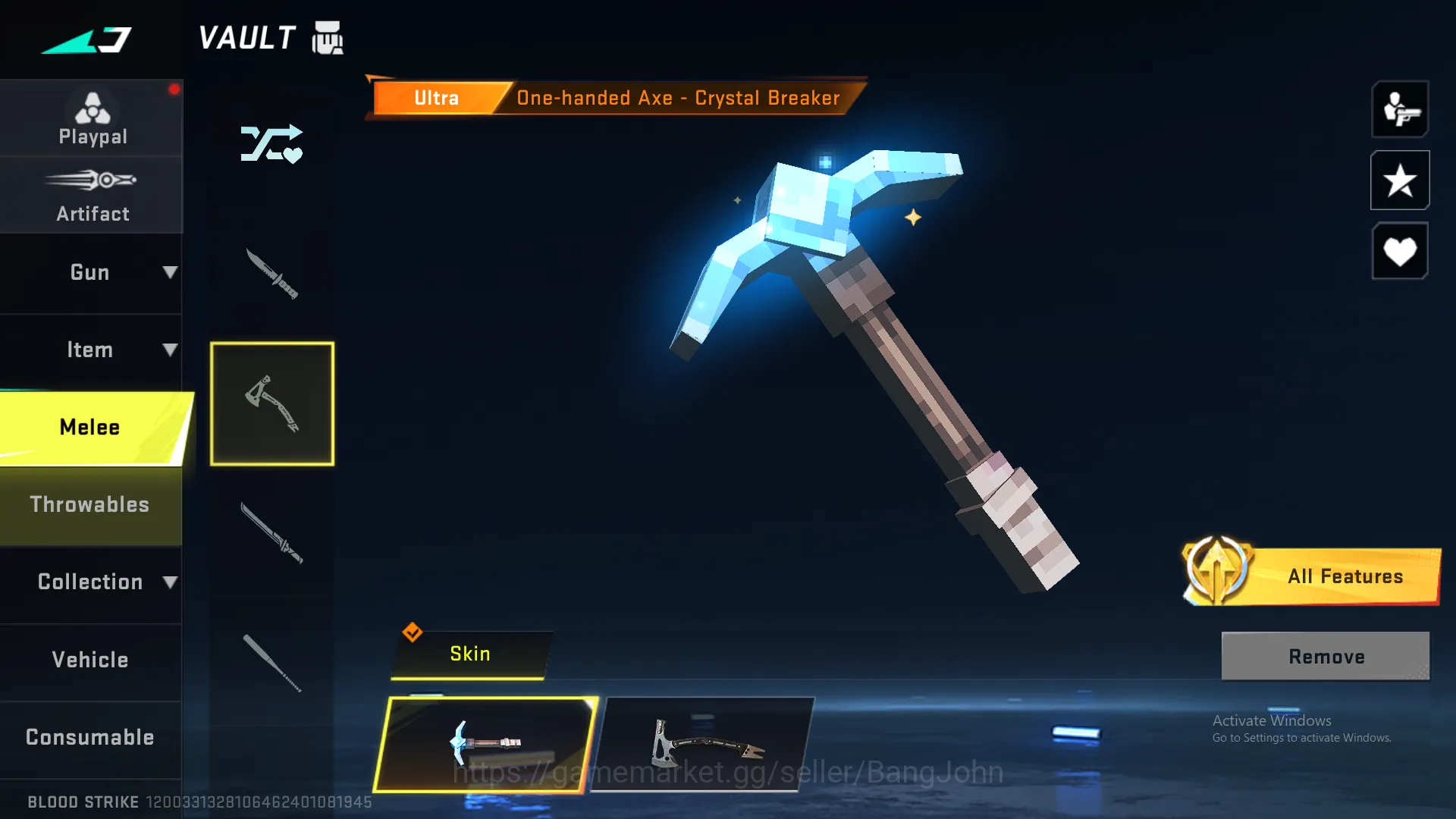 Blood Strike Accounts Others AK47 Eternal | Axe Minecraft | MP5 Legend | Glock Legend | Vector Legend |  M4 Ultra | KAG 7